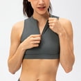 thumbnail image 3 of SHENGYUAN Sports Bra for Women Spring and Summer Zipper Stand Collar Fitness Vest With Chest Pad Hollowed Out Nude Yoga Running Top Grey,M/4, 3 of 8