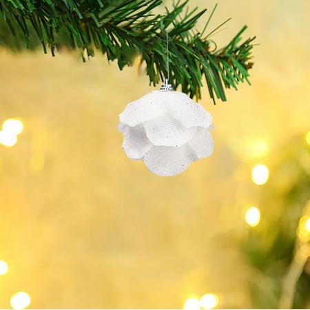 

WEPRO Decorative Pendant Flocking Petal Glitter White Foam Ball Case