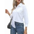 thumbnail image 3 of Camisas de Algodón para Mujer, con Botones, Cuello, Larga, Blusas Antiarrugas. L, 3 of 10
