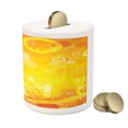 thumbnail image 3 of Orange Piggy Bank, Abstract Composition with Circles Dots Energetic Colors Sunburst, Ceramic Coin Bank Money Box for Cash Saving, 3.6" X 3.2", Orange Yellow White, by Ambesonne, 3 of 4