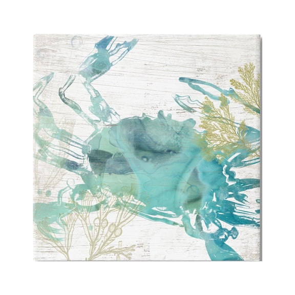 Stupell Industries Abstract Blue Crab Animals & Insects Painting Gallery Wrapped Canvas Print Wall Art, 17 x 17