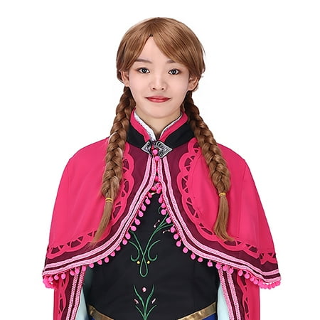 - HDE Womens Princess Wig Dedicated Sister Anna Adult Sized Brown Braided Wig with White Streak Cosplay Costume Hair (Brown)