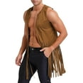 thumbnail image 2 of Male Hippie Suede Fringe Bohemian Music Festival 60s Western Vest, 2 of 8