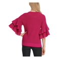 thumbnail image 2 of DKNY Womens Pink Bell Sleeve Jewel Neck Top Size: M, 2 of 4