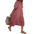 thumbnail image 4 of Uhndy Women's Dress Short Sleeve Polka Dot Print Casual Loose Cotton Swing Dress-LQ, 4 of 6