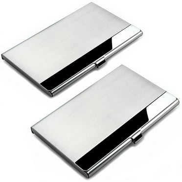 SENHAI 2 Pack Business Card Cases, Stainless Steel Storage Protective Holders Pocket Cases for ID Cards Credit Cards