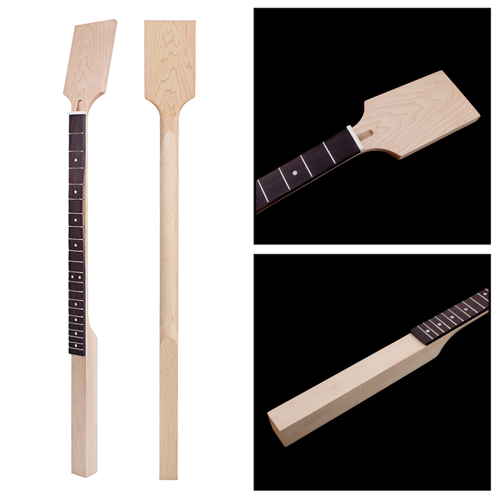 AOOOWER Unfinished 22 fret Guitar Neck with Dots Inlay Electric Guitar Neck Replacement Guitar String Instrument DIY Parts