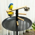 thumbnail image 6 of PawHut Bird Play Stand, Portable Parrot Perch, Bird Feeder Station, with Four Wheels, Stainless Steel Feeding Bowls, Round Tray, Grey, 6 of 9