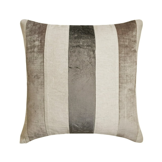 Cushion Cover For Couch, Grey 20"x20" (50x50 cm) Pillow Covers, Velvet Patchwork Throw Pillows For Sofa, Striped Pattern Modern Style - Velvet Band Grey