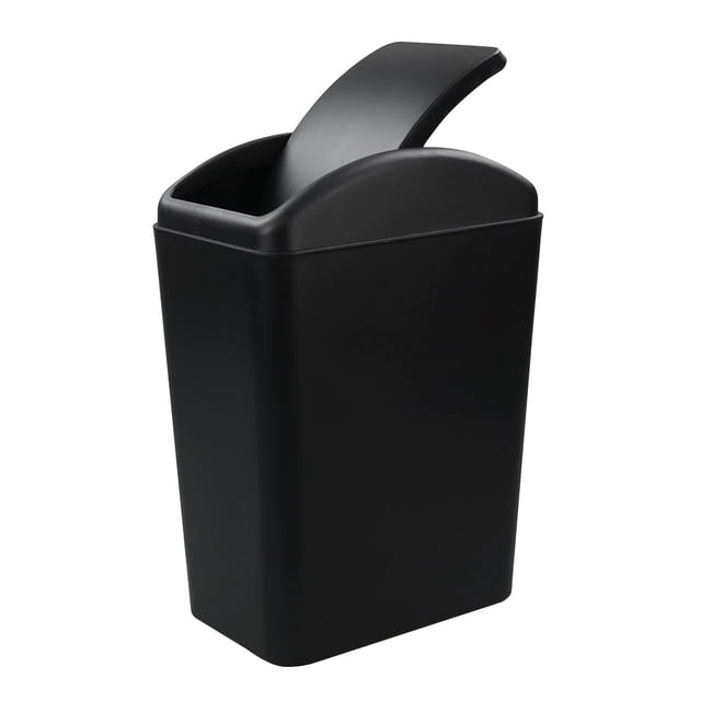 Bote de basura Tyminin con tapa abatible de plástico, 16 L, negro