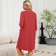 thumbnail image 6 of Robes for Women Zipper Lightweight 3/4 Sleeve Summer Housecoats for Women Zip Up Front Knee Length Plus Size Sleepwear Nightgown with Pockets Red M, 6 of 6