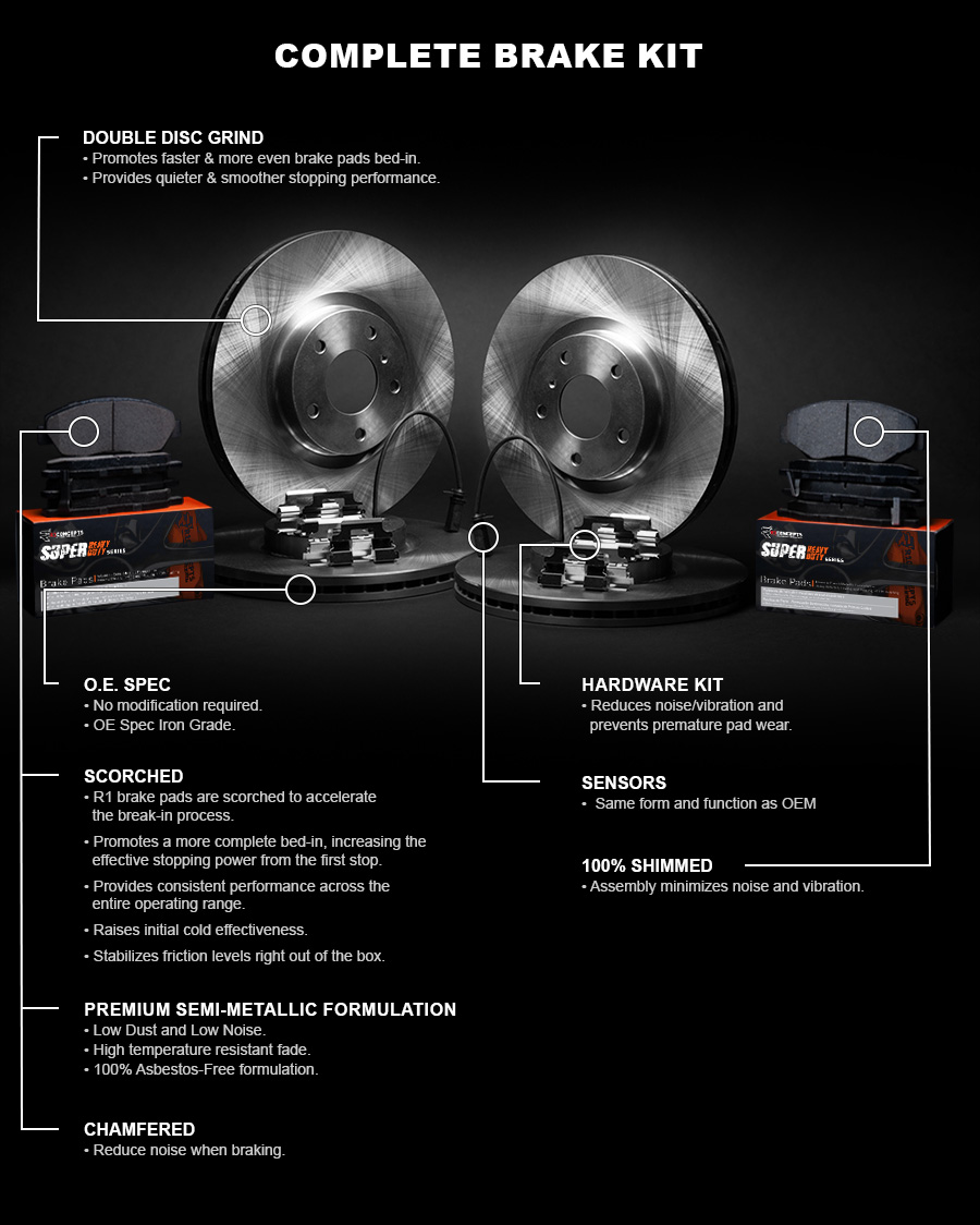 R1 Concepts Front Rear Brakes and Rotors Kit