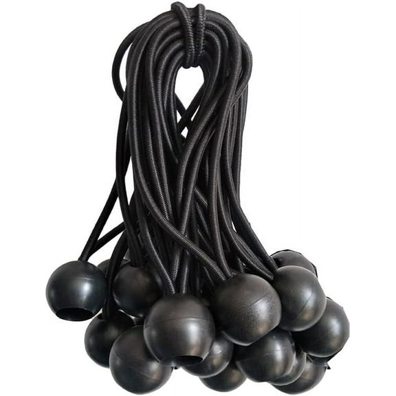 Versatile Ball Bungee Cords: Heavy-Duty, Weather Resistant Straps For Camping, Tarp Tie Down, Portable And Lightweight, 5 Inch Black Rubber, 20 Packs