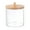 S, variant on M Cotton Swab Dispenser Clear Plastic Storage Jar With Bamboo Lid Organizer For Bathroom Countertop Round Canister For Qtips Cotton Balls 3.82X3.74X3.11 Inches Weight 0.36 Lb
