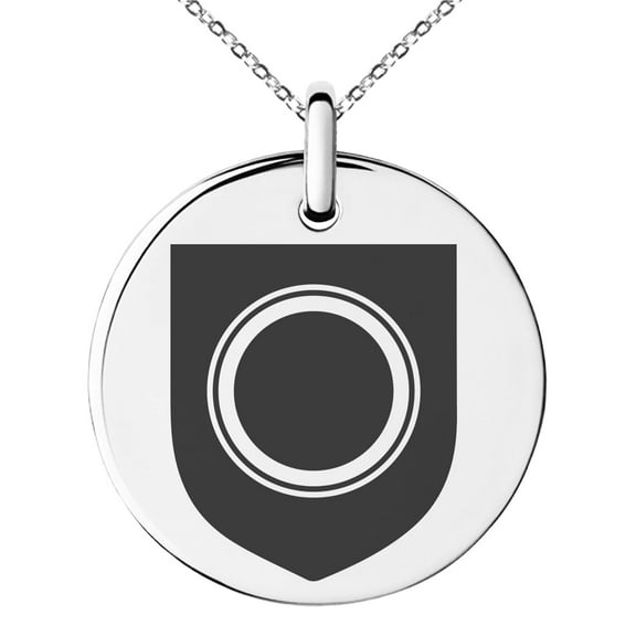 Stainless Steel Annulet Fidelity Coat of Arms Shield Engraved Small Medallion Circle Charm Pendant Necklace
