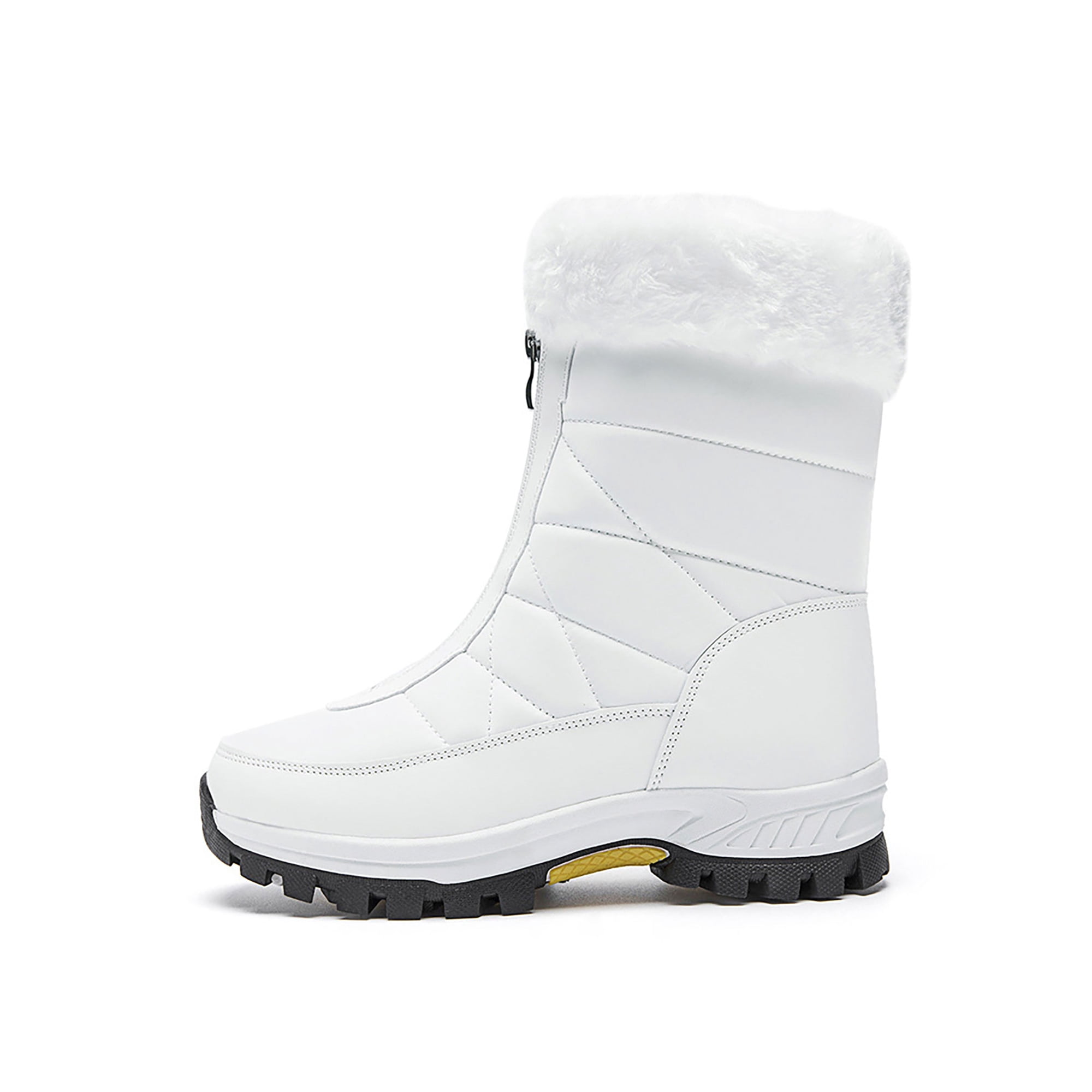 Bottines Confortables à Ourlet En Fausse Fourrure Pour Femmes, Chaussures D'hiver Pour Mères, Bottes Courtes En Cuir Avec Boucle, Bottines Plates Noires Chaudes En Peluche