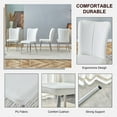 thumbnail image 6 of Dining Chairs Set of 2, Modern PU Leather Upholstered Dining Chairs with Metal Legs, Mid-Century Accent Chair Side Chair with Ergonomic Curved Back for Living Room Bedroom Kitchen, White + Sliver, 6 of 7