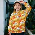 thumbnail image 2 of Uorisanigo Daisy Skull Girls Half Zip Collar Sweatshirts Long Sleeve Lapel Zipper Sweatshirt Casual Essentials Quarter Zipper Pullover Shirts Fall Trendy Winter Clothes Athletic Top, 2 of 7