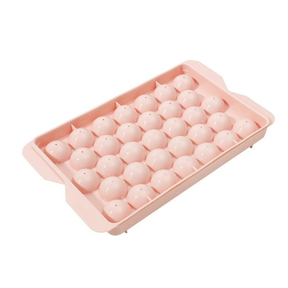 HEVIRGO Ice Cube Tray Round Tasteless PP 33 Grids Cocktails Reusable Ice Tray Mold for Juice Pink PP