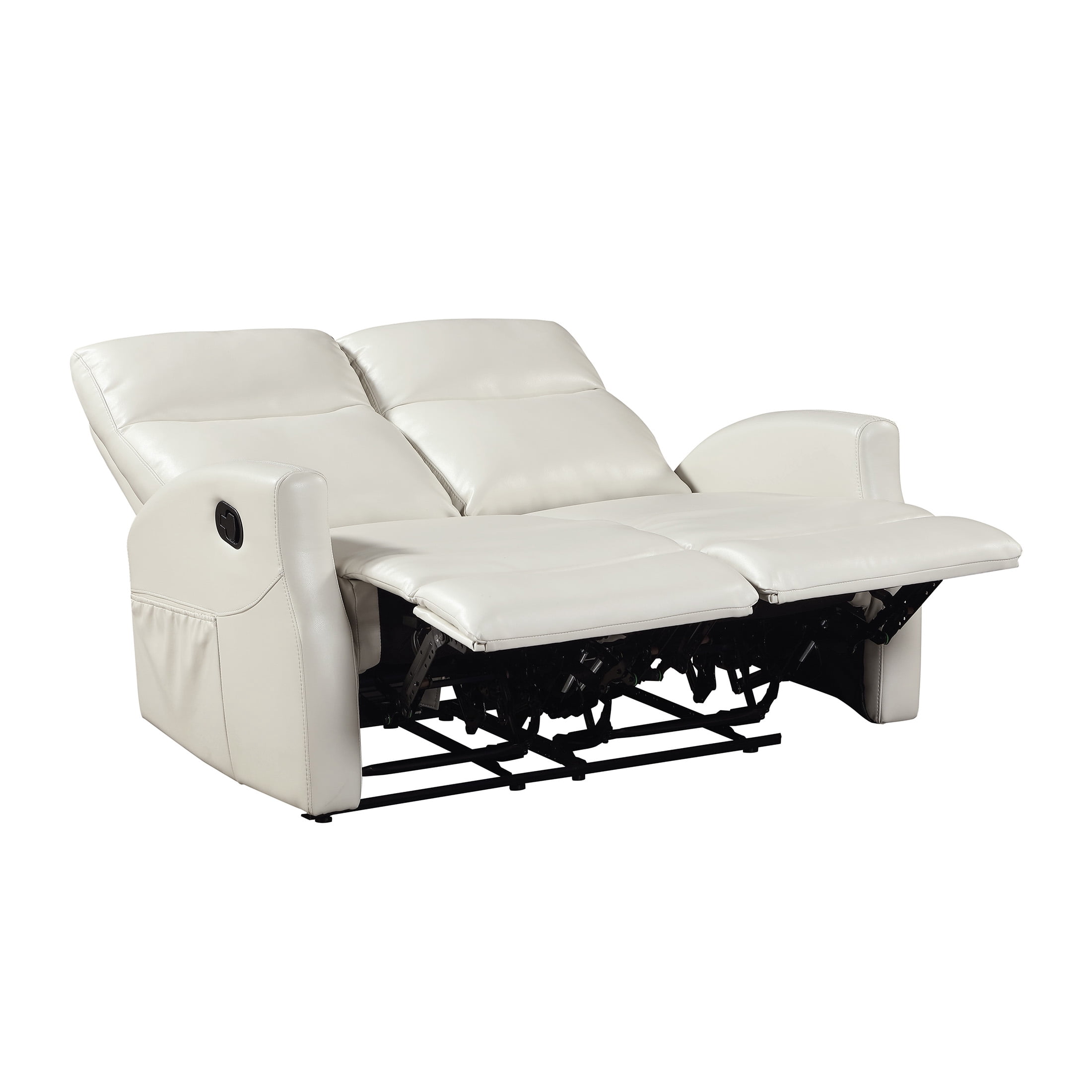 OakvillePark Novelle Faux Leather Manual Double Reclining Love Seat with Magazine Pocket, Beige