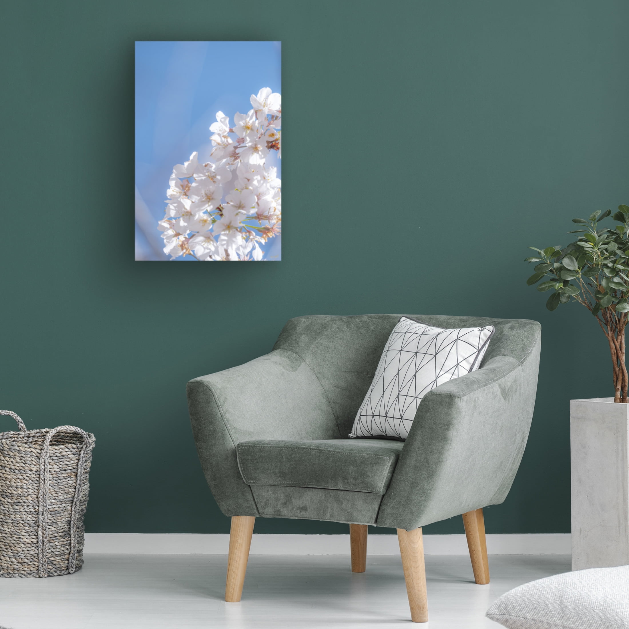 Canvas Wall Art - Life BeautifuLEE 'White Flowers Kissing Blue Sky 5' Wall Art for Living Room, Bedroom, or Office Décor by Trademark Fine Art - 16 x 24 Inches