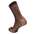 thumbnail image 5 of 3-Pack Mens Mid Calf Sheer Silk Nylon Dress Socks (Brown (Style 2)), 5 of 7