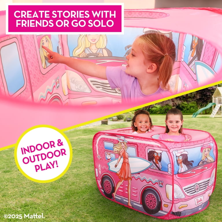 Barbie Cowgirl Camper Pop-Up Play Tent, Pink photo 6