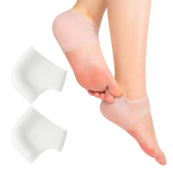Pinkiou Coussinets de Talon pour Soulager la Douleur, Coussinets de Talon en Gel de Silicone pour Femmes et Hommes, Protecteurs de Talon 1 Paire Hydratants pour Fasciite Plantaire, Ampoule, Pied Gercé