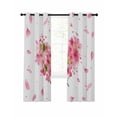 thumbnail image 7 of Pink Valentines Blackout Curtains for Bedroom/Living Room, Spring Leaves Botanical Floral Thermal Insulated Kitchen Drapes with Grommets, Light Blocking Window Treatment, 2 Panels 52" x 90", 7 of 7