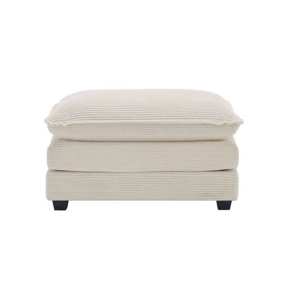 Double Size Large Ottomans, Ottoman Footstool in Corduroy Fabric, Can be Used with 2 Seater Sofas, 3 Seater Sofas and 4 Seater Sofas, Beige Corduroy Fabric, Beige Ottomans With Storage