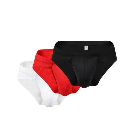 

Avamo Mens 3-packs Comfy Sexy Thong Briefs with Big Bulge Pouch Low Rise Bikini Underwear