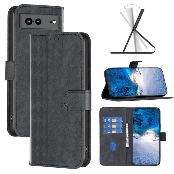 SaniMore Case for Google Pixel 7A (6.1" 2023), PU Leather Wallet with Card Slots Cash Pocket Magnetic Closure Flip Kickstand Shockproof TPU Full Body Protective Business Shell, Black