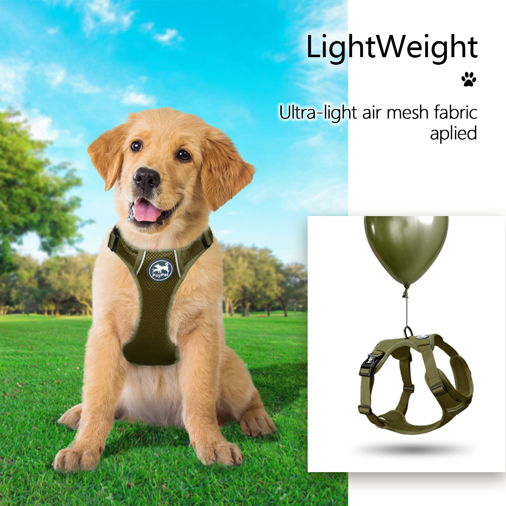 PoyPet Reflective No Pull Dog Harness, Military Green, Medium photo 6