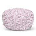 thumbnail image 1 of Shabby Flora Pouf Cover with Zipper, Pastel Roses Grey Leaves Garden Bedding Plants Spring Blossoms, Soft Decorative Fabric Unstuffed Case, 30" W X 17.3" L, Pale Pink White Grey, by Ambesonne, 1 of 5
