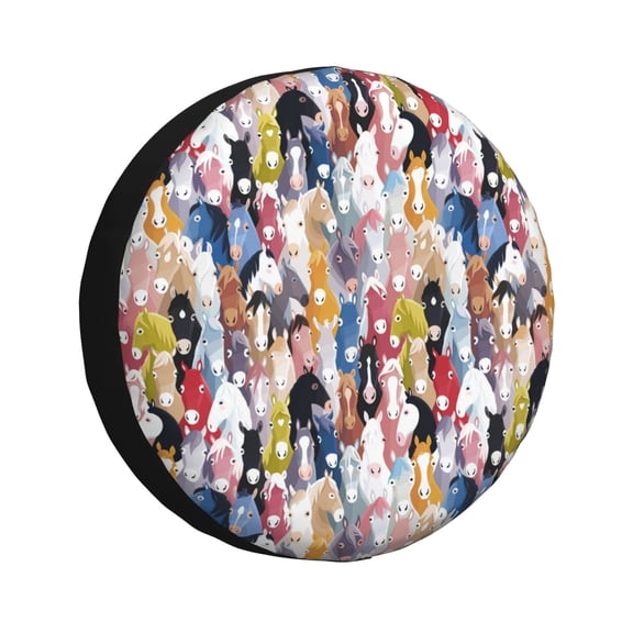 Rv Spare Tire Cover 14 inch - Color horse Tire Covers for Trailers, Adjustable Camper Spare Tire Cover