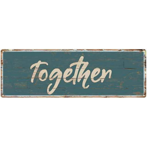 Together Beach Style Wood Look Sign Gift Green 6x18 Metal Decor 106180086017