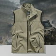 thumbnail image 2 of VNKIDY Comfortable Men Coats Vest Mens Sleeveless Vest Outerwear Summer Outdoor Coats Tops Travel Work Fishing Cargo Vests Pockets Solid Color Autumn, 2 of 8