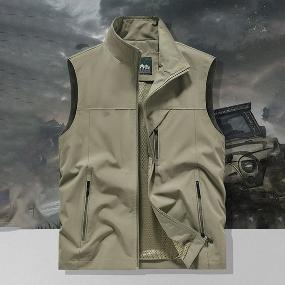Men's Sleeveless Utility Vest, Outdoor Travel Fishing Vest, Cargo Pocket Vest For Photography, Lightweight Casual Outerwear, Multi Pocket Vest
