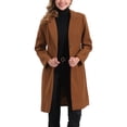 thumbnail image 1 of Abrigo de invierno INSPIRE CHIC para mujer, con solapa de muesca, abrigo de longitud media, de un solo botón, abrigos tipo guisante, XL, marrón, 1 of 5