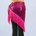 thumbnail image 6 of QHFBli Women's Sparkly Fringed Wrap Skirt, Tie Side Sequins Tassel Scarf Waist Towel for Belly Dance Festival Rave Party, 6 of 7