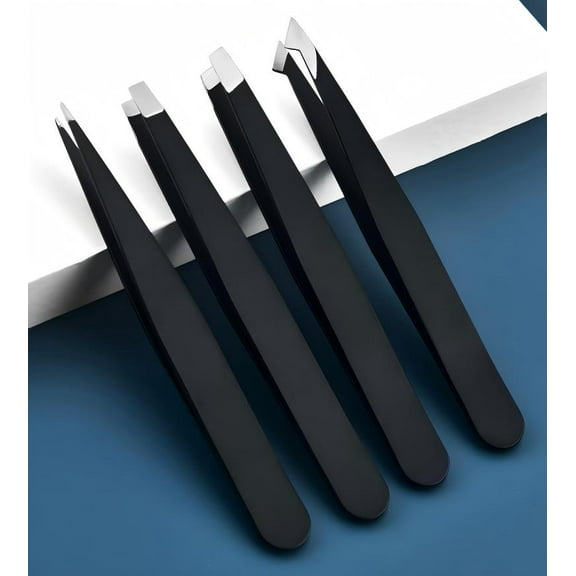 4pcs Tweezers - Perfect For Eyebrow Hair Removal, Beard Pulling And Inward Growing Hair, Hair Removal, Etc., Compact And Portable With Storage Bag, Suitable For Both Men And Women