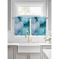 thumbnail image 2 of Teal Blue Marble Half Window Curtain 36 Inches Long, Modern Abstract Art Marble Crack Window Treatment Curtain Drapes, Small Tier Curtains for Bathroom Over Sink, 27.5"x36", 2 Panels, 2 of 7