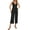 Black, variant on Aayomet Plus Size Jumpsuits For Women Women Solid Button V Neck Sleeveless Jumpsuit Medium Length Straight Trousers Backless Bow,Beige S