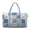 Blue Patchwork Print, variant on HELLHERO Zipper Pockets Quilted Duffle Bag for Womens, Crossbody Strap Personal Item Bag Polyester Quilted Duffle Bags Blue Stripe Bow Pattern