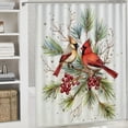 thumbnail image 6 of Fenyluxe Birds Branch Berries Print Shower Curtain, Chic Modern Bathroom Decor, Polyester Fiber Bathroom Curtain with Hooks 69x72, 6 of 7