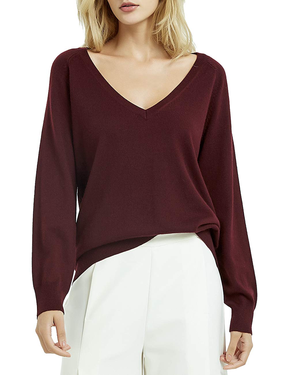 deep v neck sweater women