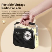 UMUTOO Portable Radio AM FM SW, Small Vintage Retro Radios with Headphone Jack, Rechargeable Battery Bluetooth Speaker, for Home, Outdoor, Gifts, Elderly