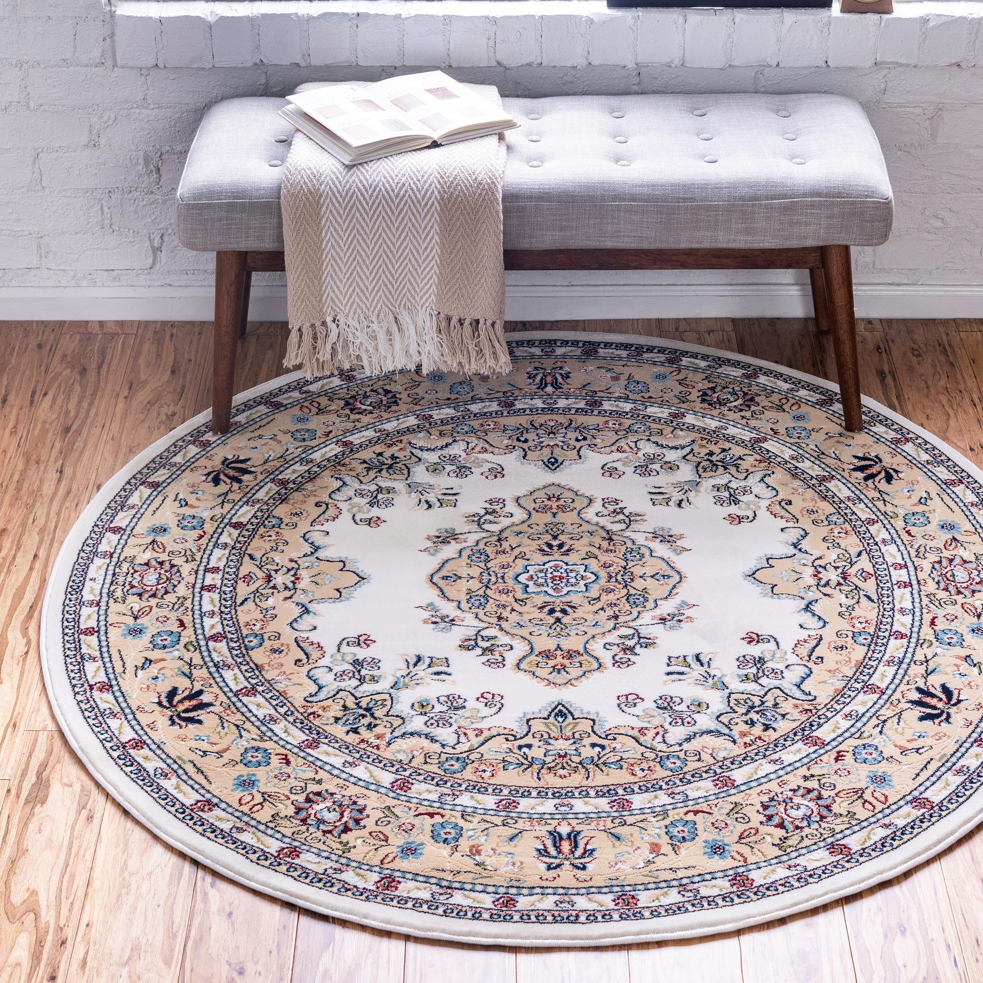 Rabia Collection Rug 5' Round Cream Low Rug Perfect For