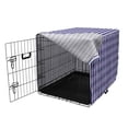 thumbnail image 3 of Abstract Dog Crate Cover, Vertical Straight Lines and Horizontal Curved Stripes on Background, Easy to Use Pet Kennel Cover for Dogs, 35" x 23" x 27", Indigo Sky Blue Magenta, by Ambesonne, 3 of 6