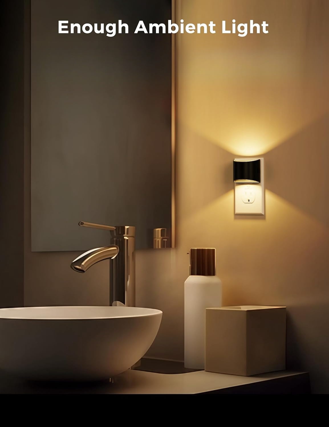 Night Lights Plug into Wall 2 Pack, Dusk to Dawn Sensor Nightlight, Brightness Adjustable, 3000K Soft White